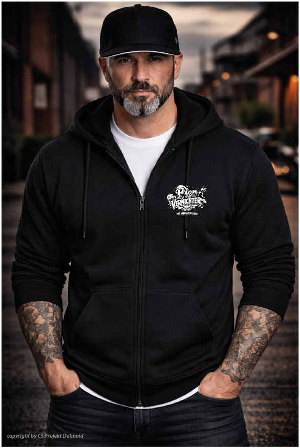 Biervernichter Zip-Hoodie – Der Umwelt zu Liebe
