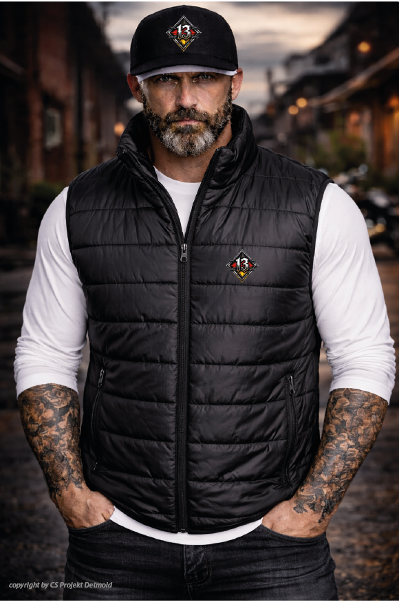 Biker Weste 13 – Schwarz mit 13er Logo