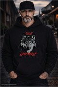 Bikers Fightwear – Lone Wolf Heavy Hoodie – Schwarz | Sand | Graumeliert