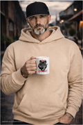Bikers Fightwear – Lone Wolf Keramiktasse – Weiß & Schwarz
