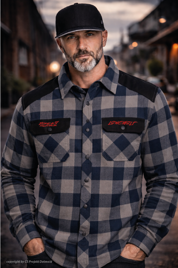 Bikers Fightwear – Lone Wolf Workwear Karohemd – Heavy Twill