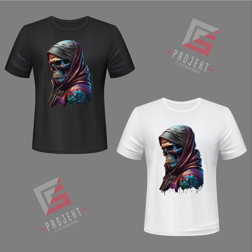 Paint Skull Premium Unisex T-Shirt – Schwarz & Weiss