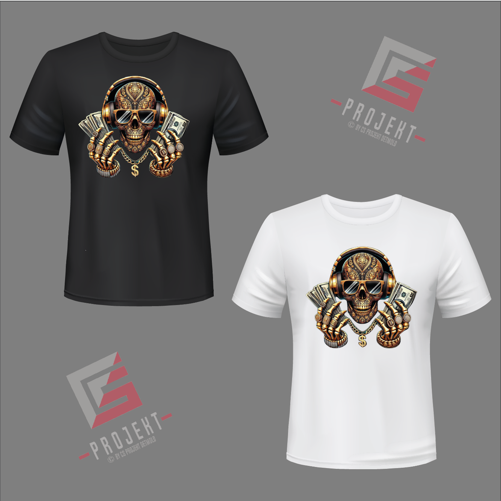 Gold Skull Premium Unisex T-Shirt – Schwarz & Weiss