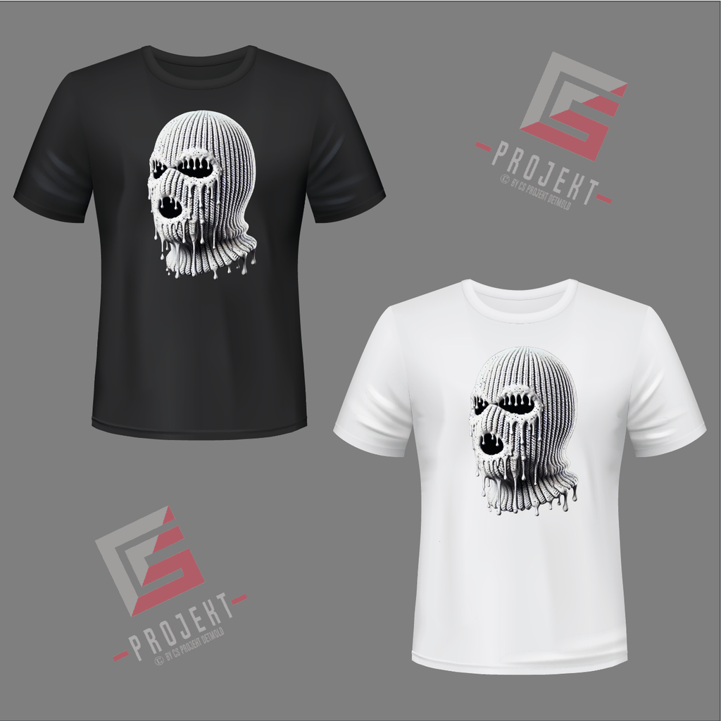 White Mask Premium Unisex T-Shirt – Schwarz & Weiss