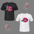 Pink Lips Premium Unisex T-Shirt – Schwarz & Weiss