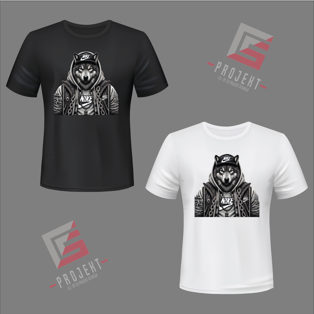 gray wolf Premium Unisex T-Shirt – Schwarz & Weiss