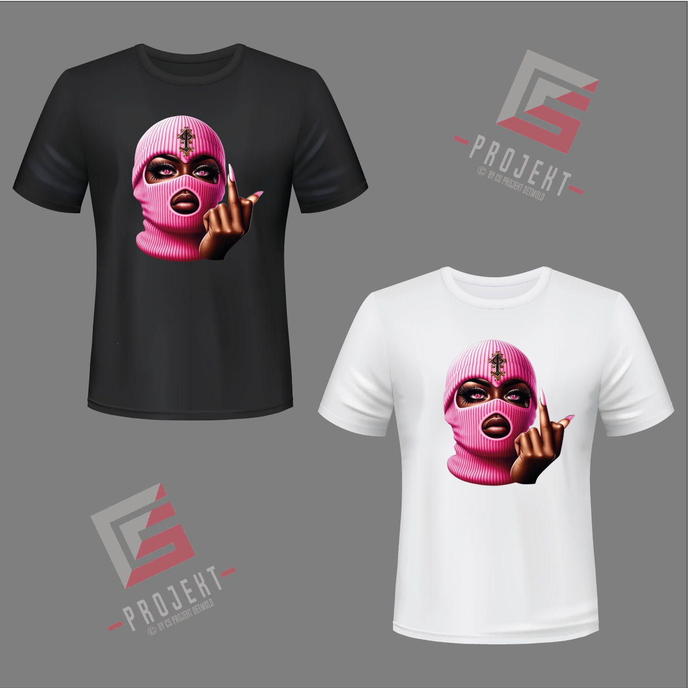 Pink Mask Premium Unisex T-Shirt – Schwarz & Weiss
