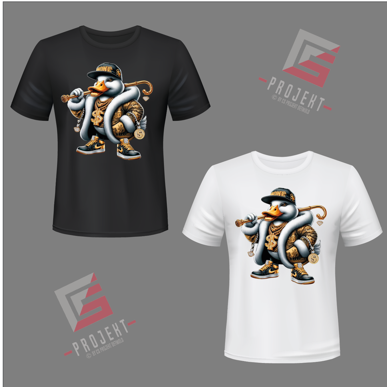 Gold DuckPremium Unisex T-Shirt – Schwarz & Weiss