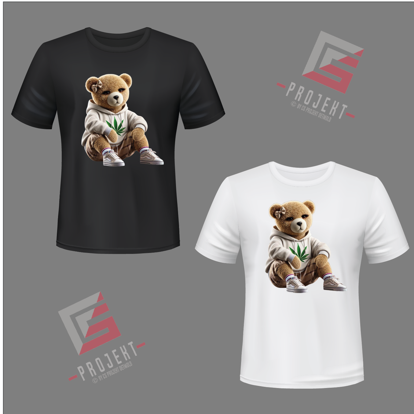 Weed Tedy Premium Unisex T-Shirt – Schwarz & Weiss