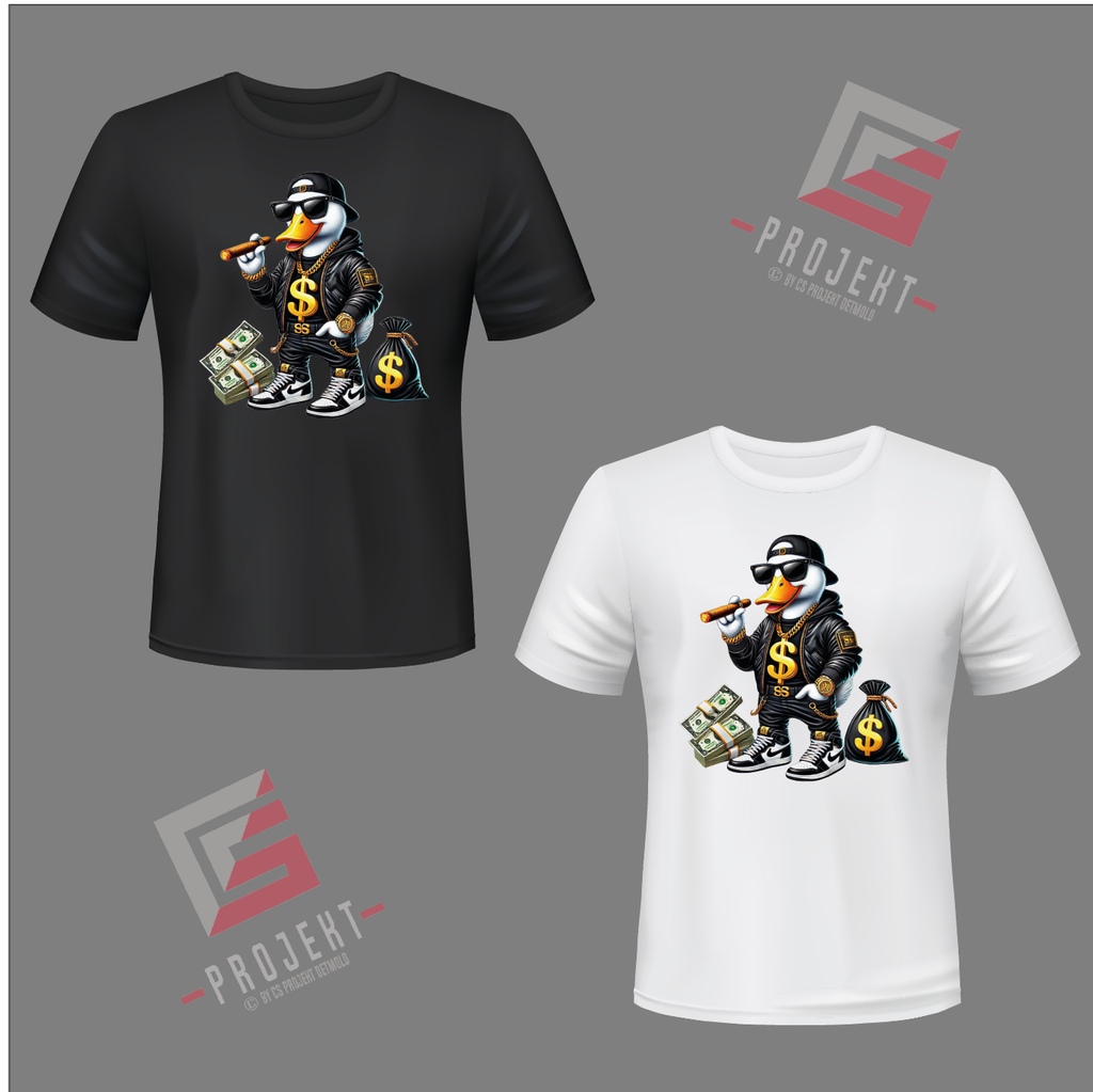 Money Duck Premium Unisex T-Shirt – Schwarz & Weiss