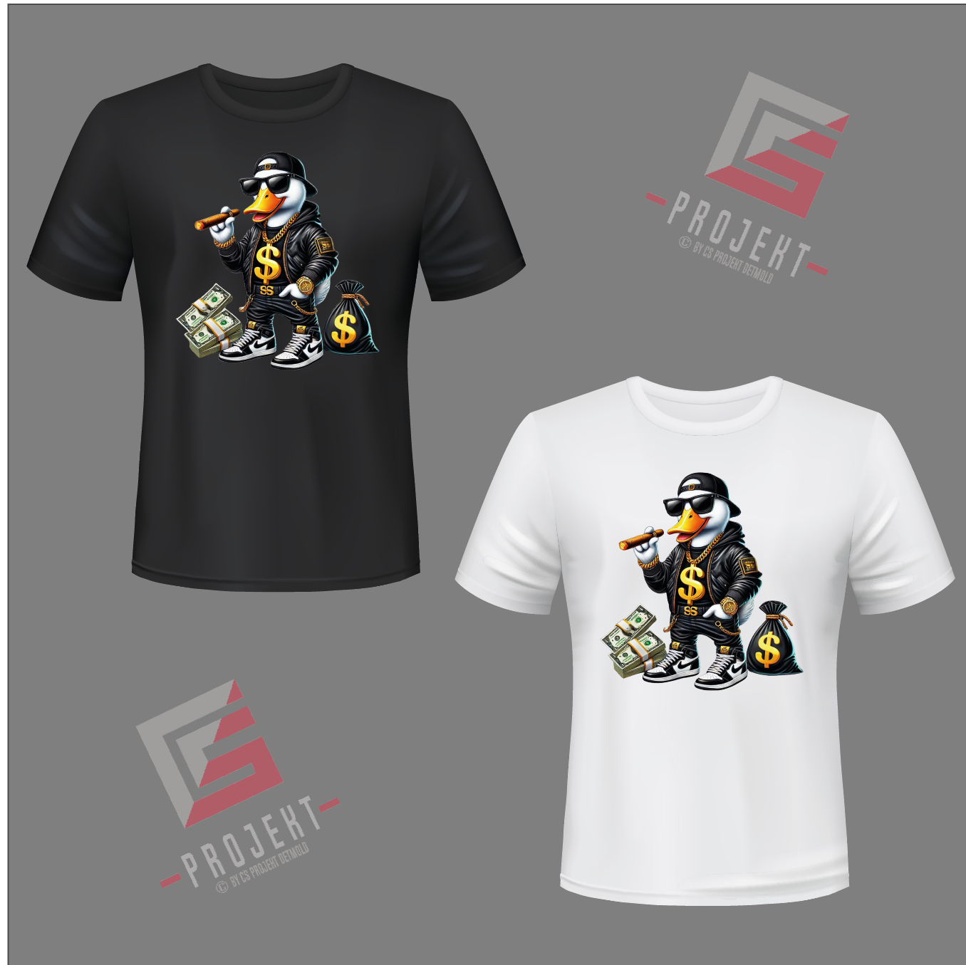 Money Duck Premium Unisex T-Shirt – Schwarz & Weiss
