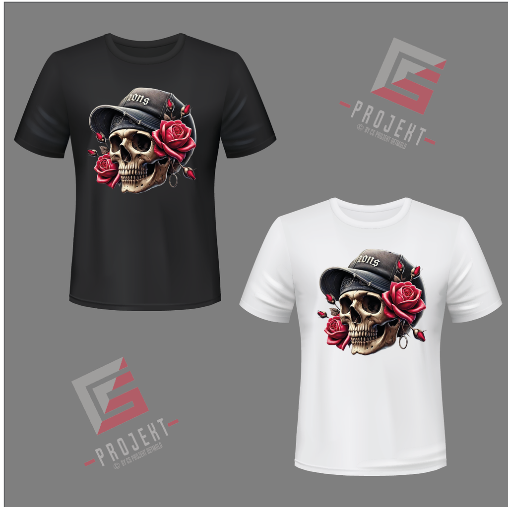 Rose Skull Premium Unisex T-Shirt – Schwarz & Weiss