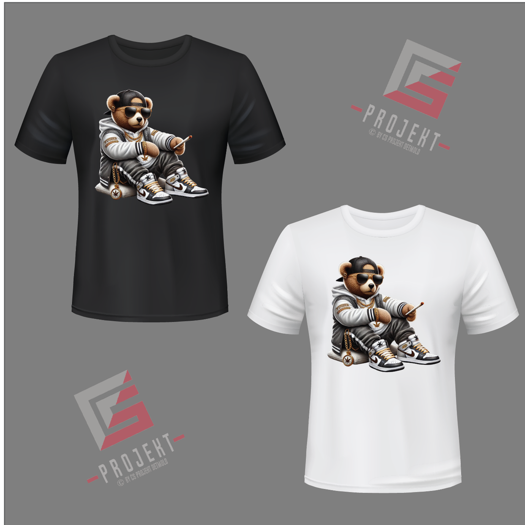 Drogen Tedy Premium Unisex T-Shirt – Schwarz & Weiss