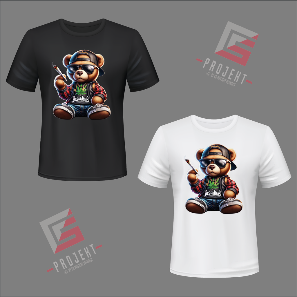 Weed Teddy 2 Premium Unisex T-Shirt – Schwarz & Weiss