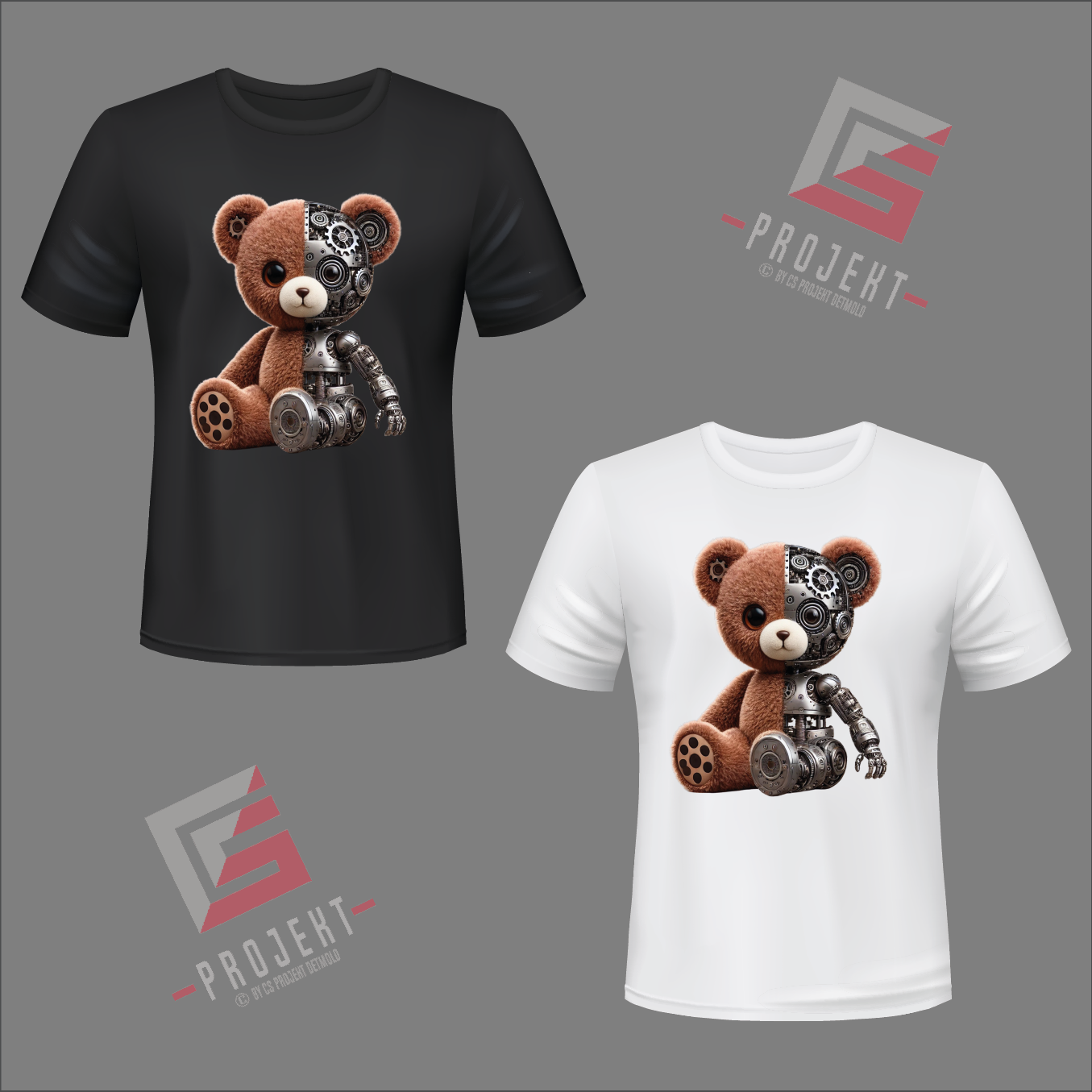 ROBO Teddy Premium Unisex T-Shirt – Schwarz & Weiss