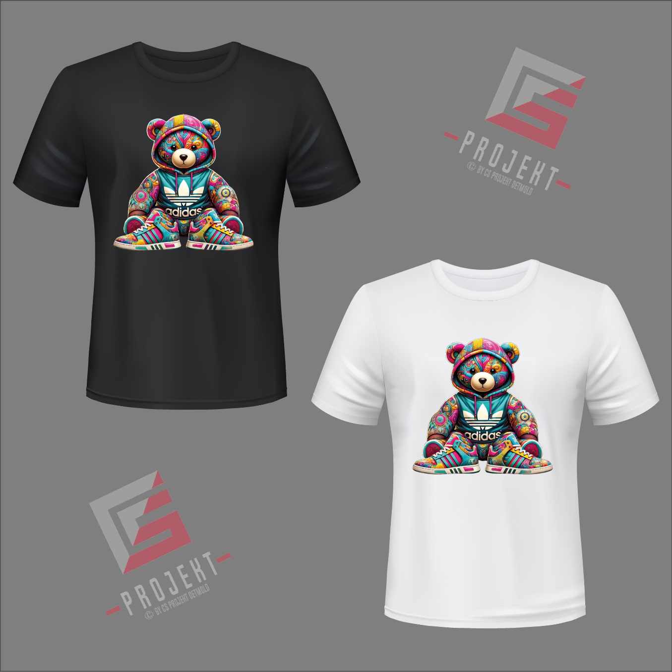 ADI Teddy Premium Unisex T-Shirt – Schwarz & Weiss