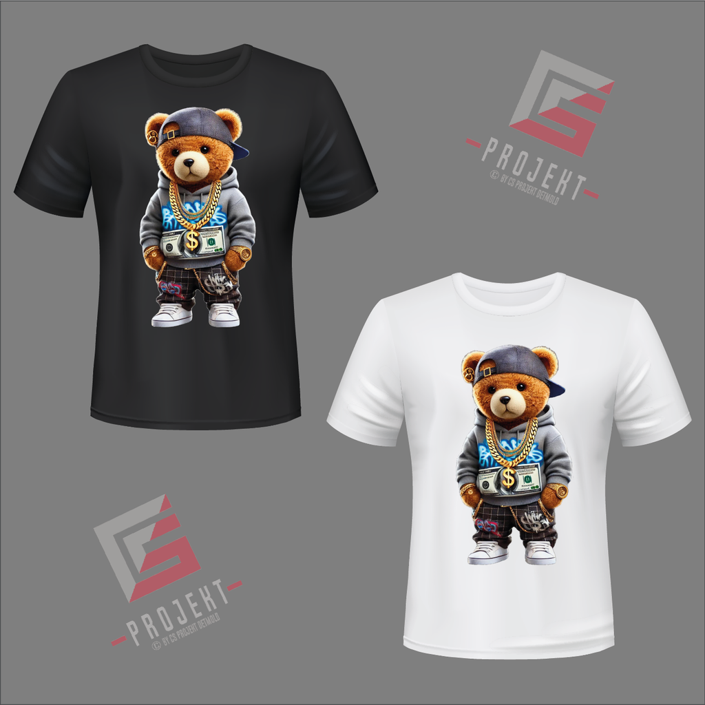 Street Tedy Premium Unisex T-Shirt – Schwarz & Weiss