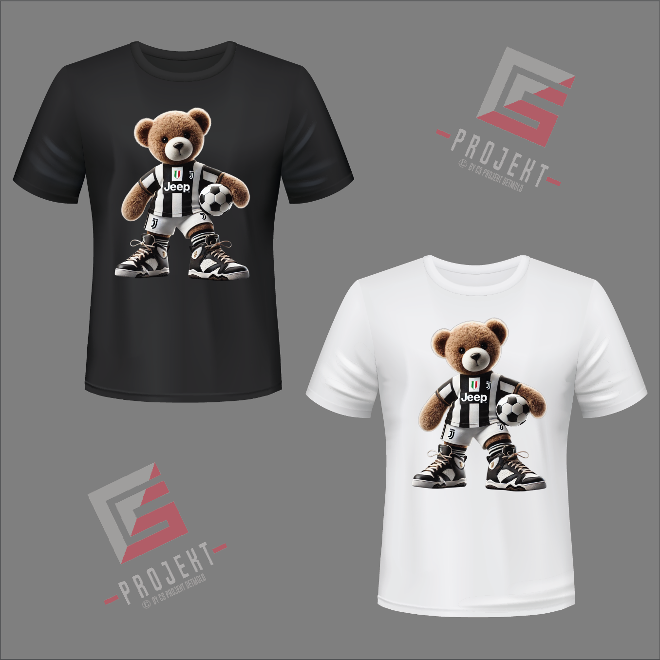 ITALO Teddy Premium Unisex T-Shirt – Schwarz & Weiss
