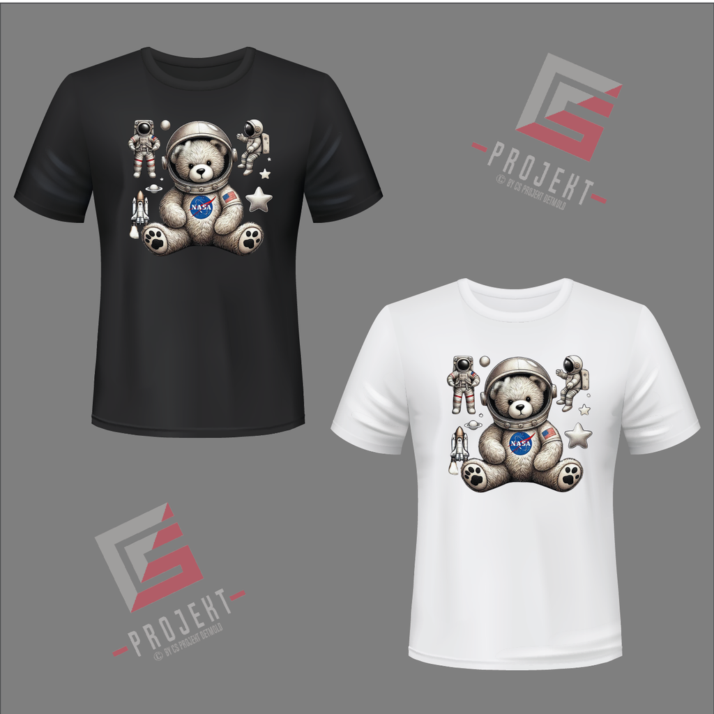 NASA Teddy Premium Unisex T-Shirt – Schwarz & Weiss