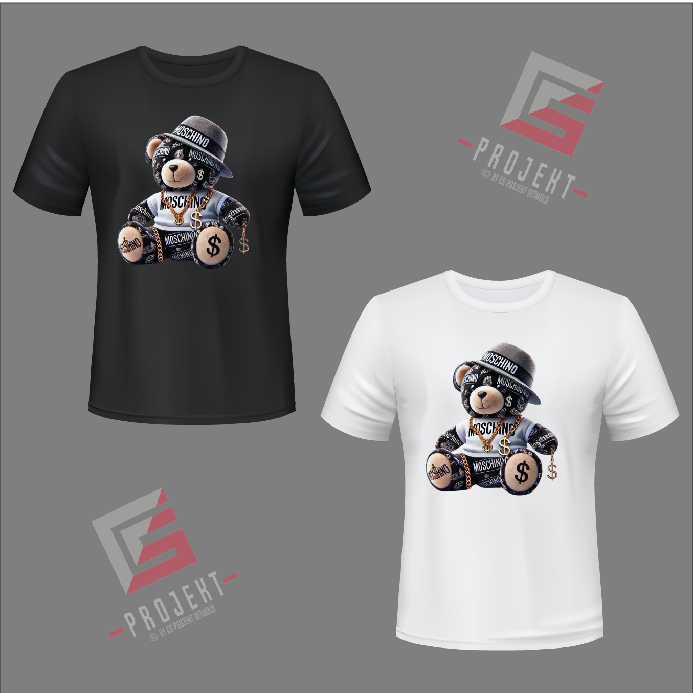 MOSCHINO Teddy Premium Unisex T-Shirt – Schwarz & Weiss