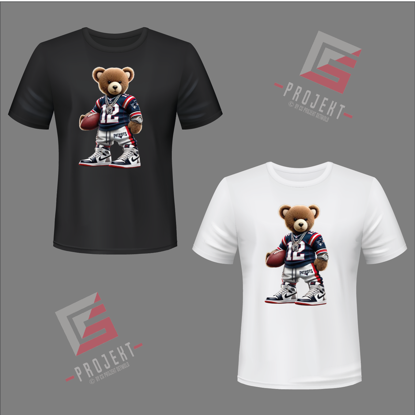 Patriots Teddy Premium Unisex T-Shirt – Schwarz & Weiss