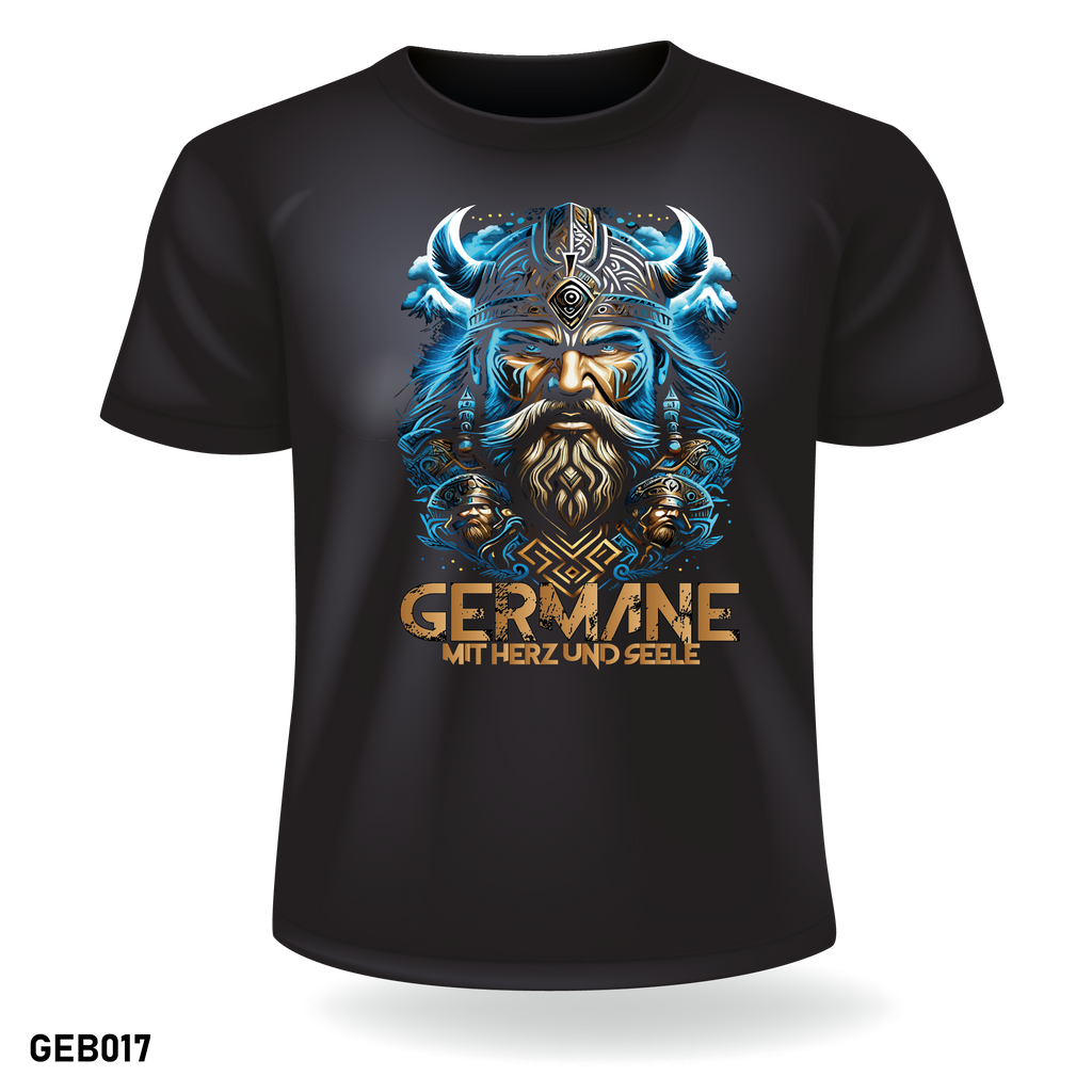 Blauer Germanen T-Shirt – Nordische Mythologie & Wikinger Design Premium