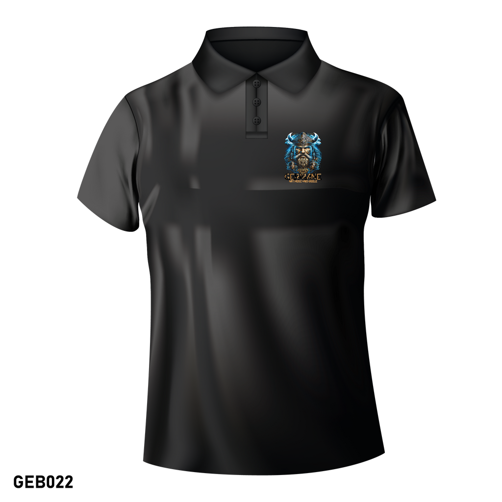 Blauer Germane Polohemd – Mit Herz und Seele Premium Poloshirt Wikinger