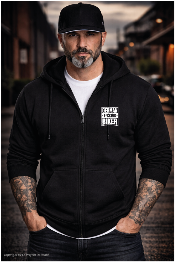 German F*cking Biker Zip-Hoodie – Schwarz