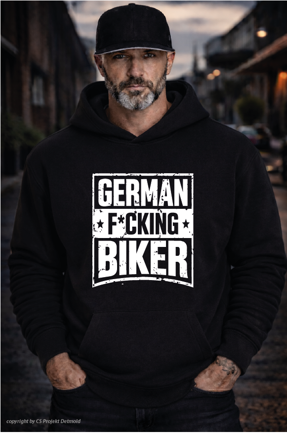 German F*cking Biker Heavy Hoodie – Schwarz | Sand | Graumeliert