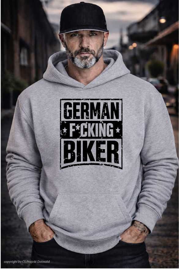 German F*cking Biker Heavy Hoodie – Schwarz | Sand | Graumeliert