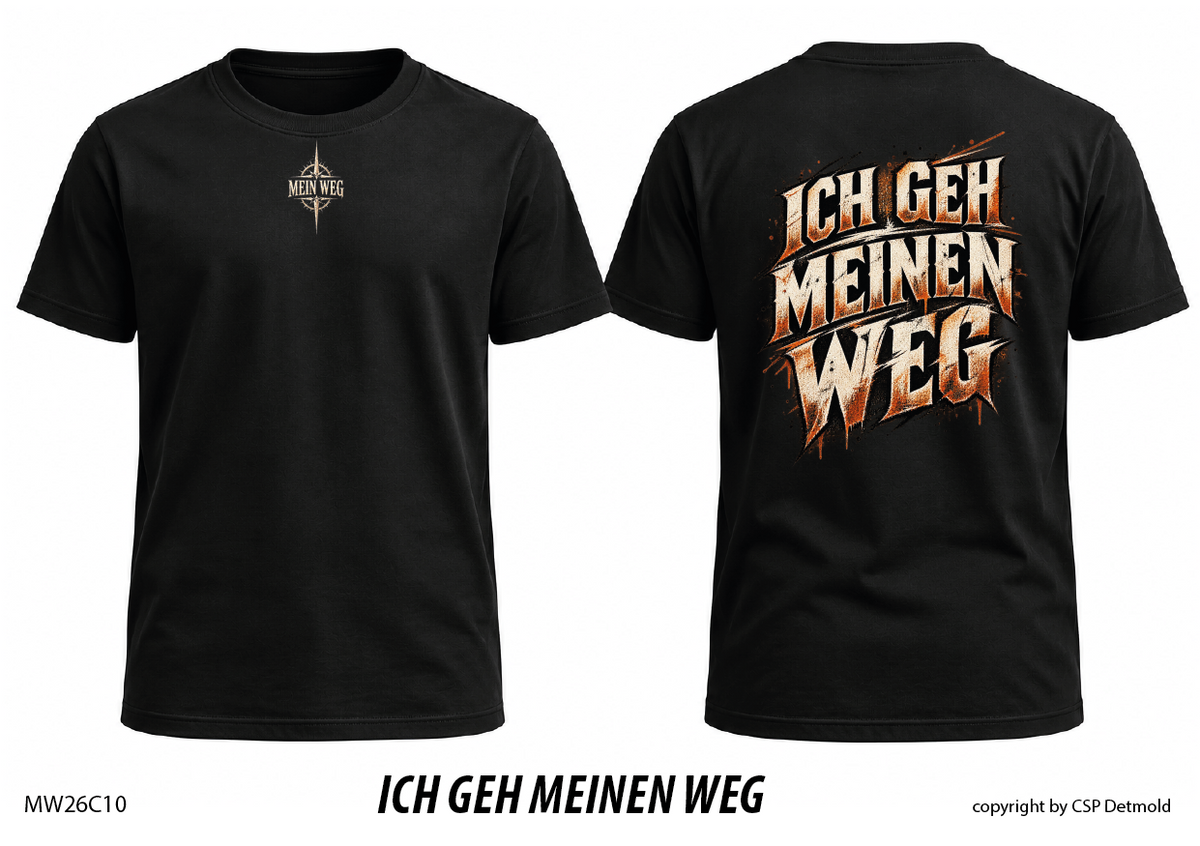 T-Shirt schwarz, Vorder- und Rückansicht – MW26C10