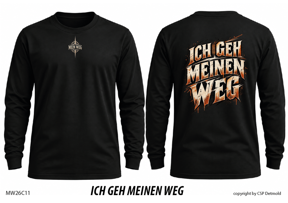 Langarmshirt schwarz, Vorder- und Rückansicht – MW26C11