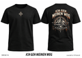 T-Shirt schwarz, Vorder- und Rückansicht – MW26C16