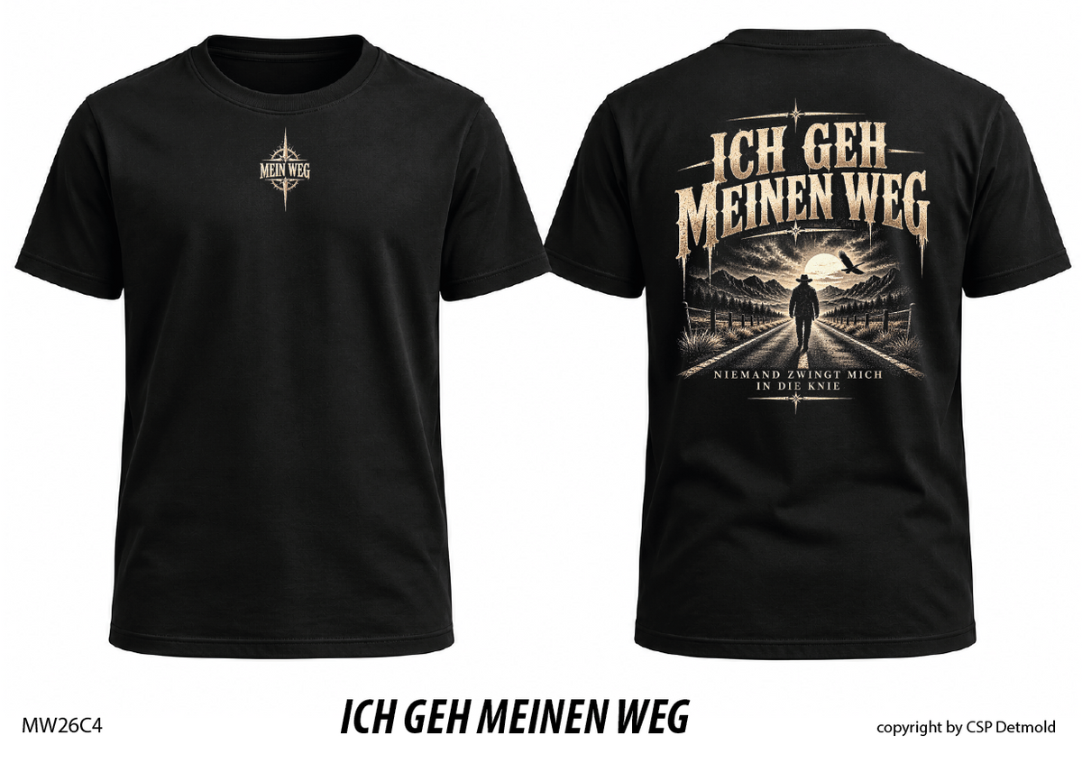 T-Shirt schwarz, Vorder- und Rückansicht – MW26C4