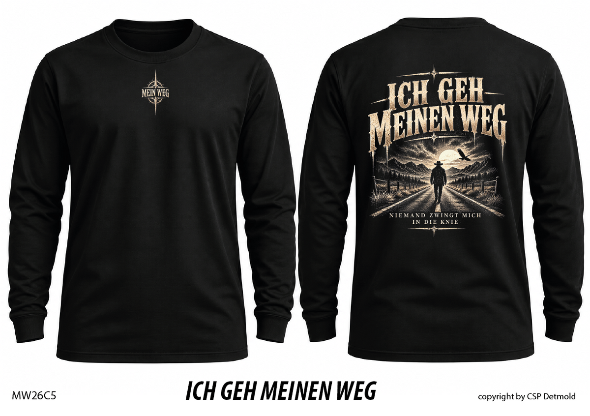 Langarmshirt schwarz, Vorder- und Rückansicht – MW26C5