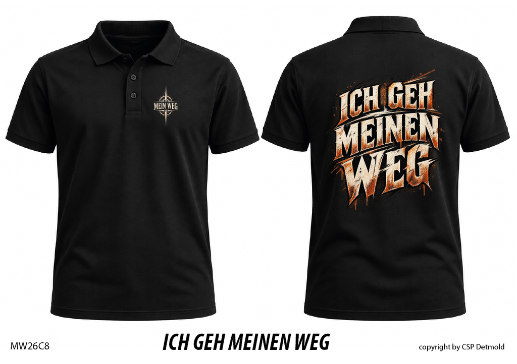 Poloshirt schwarz, Vorder- und Rückansicht – MW26C8