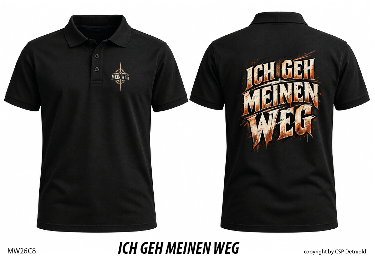 Poloshirt schwarz, Vorder- und Rückansicht – MW26C8