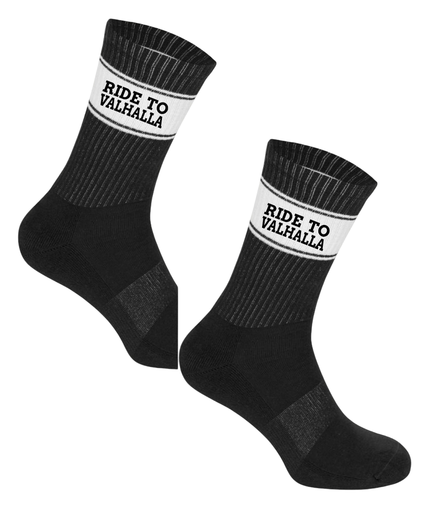 RIDE TO VALHALLA Tennissocken Schwarz/weiss - Premium Sportsocken Unisex