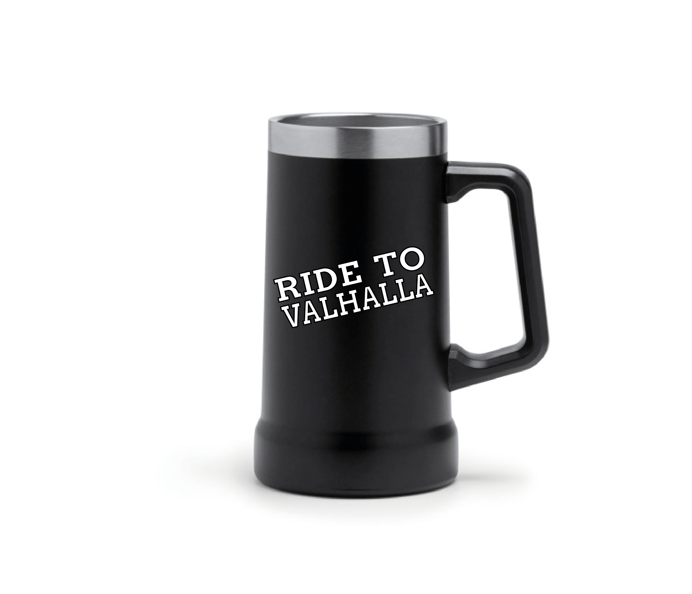 RIDE TO VALHALLA Edelstahl Krug 700ml - Doppelwandig Isoliert Bierkrug Met