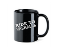 RIDE TO VALHALLA Keramiktasse Schwarz 330ml - Premium Kaffeetasse Wikinger
