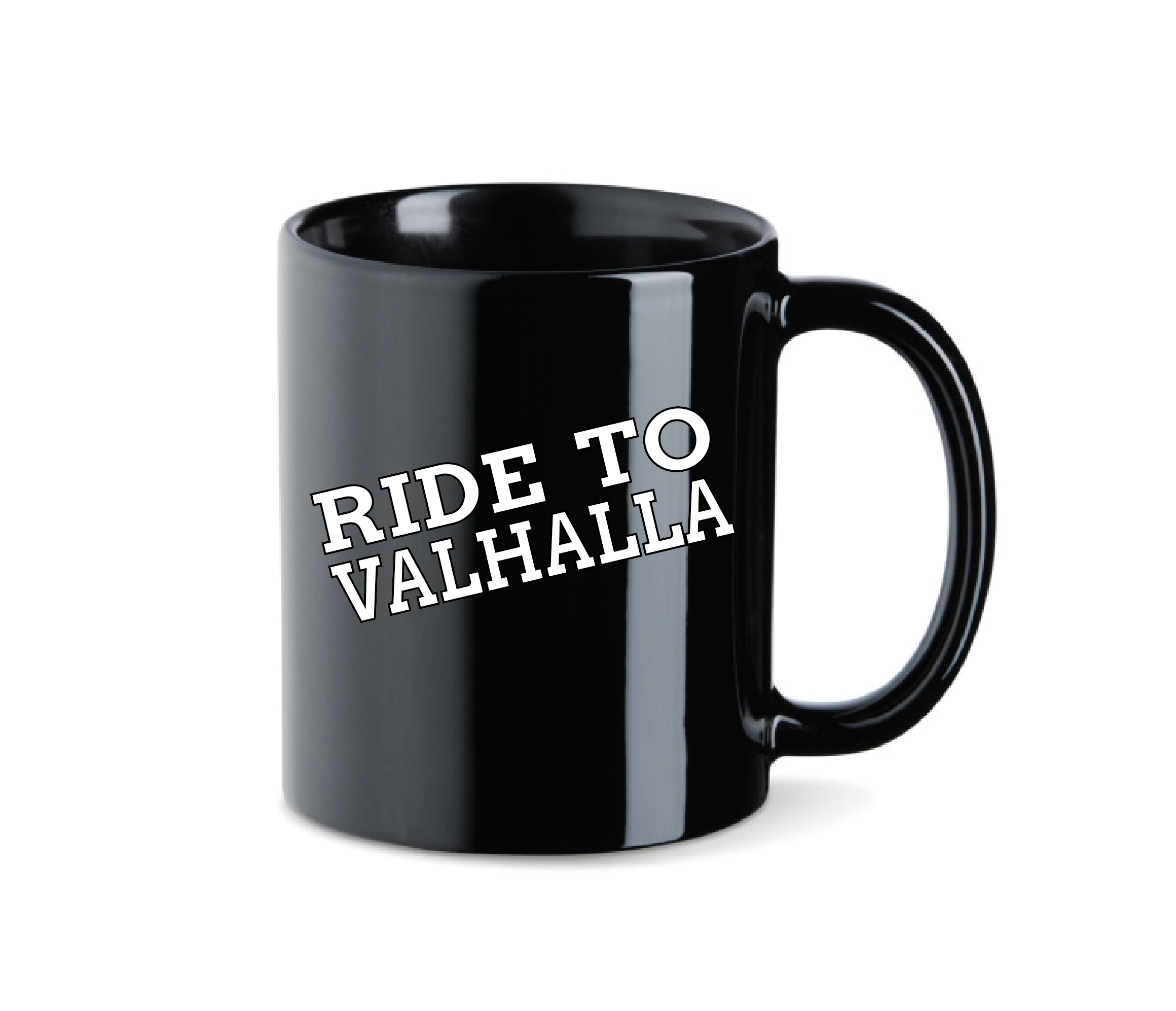 RIDE TO VALHALLA Keramiktasse Schwarz 330ml - Premium Kaffeetasse Wikinger
