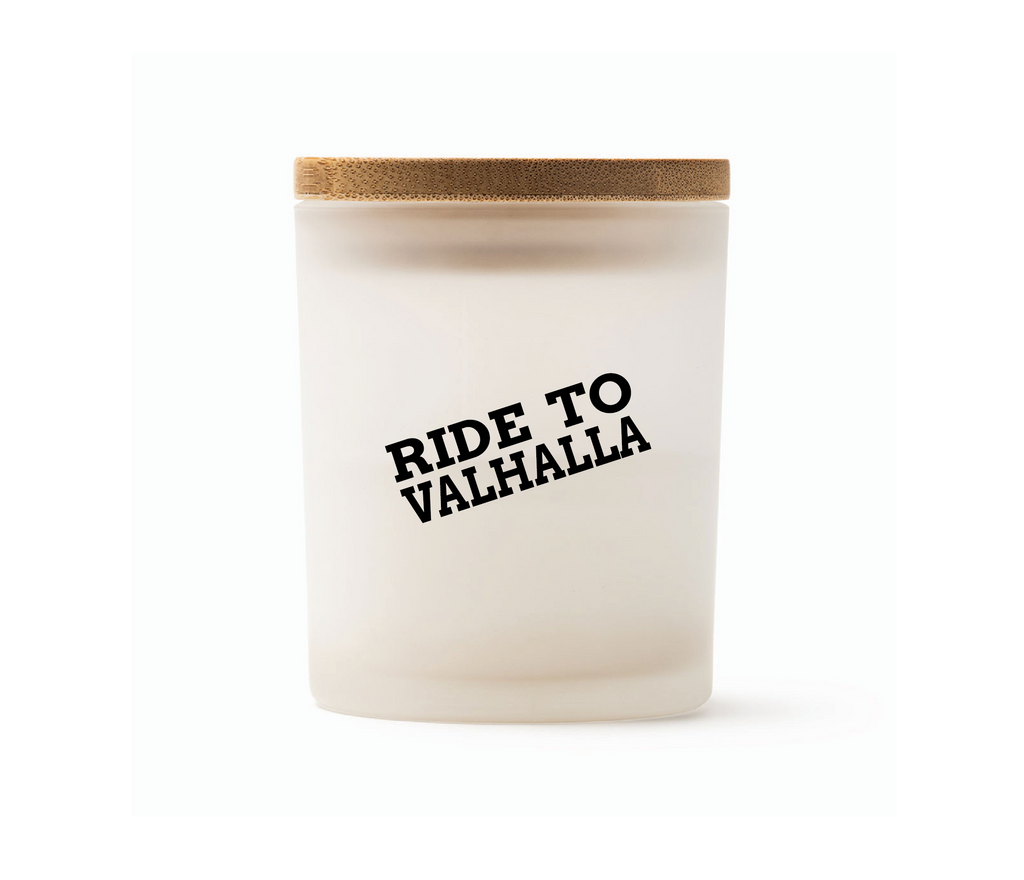 RIDE TO VALHALLA Duftkerze Vanille 220g - Soja Kerze Bambus Deckel Ø7cm
