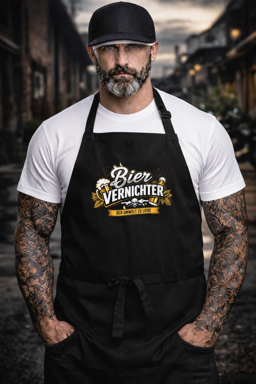 Biervernichter Grill & Küchenschürze Schwarz