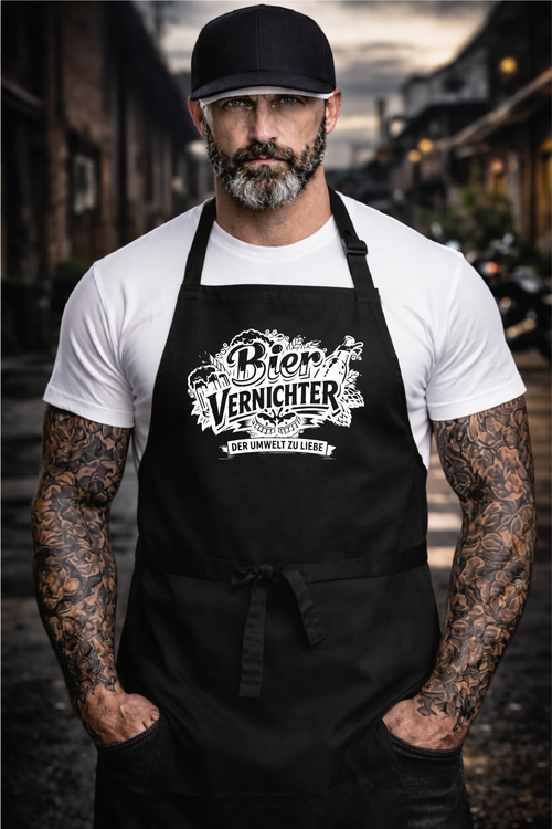 Biervernichter Grill & Küchenschürze Schwarz