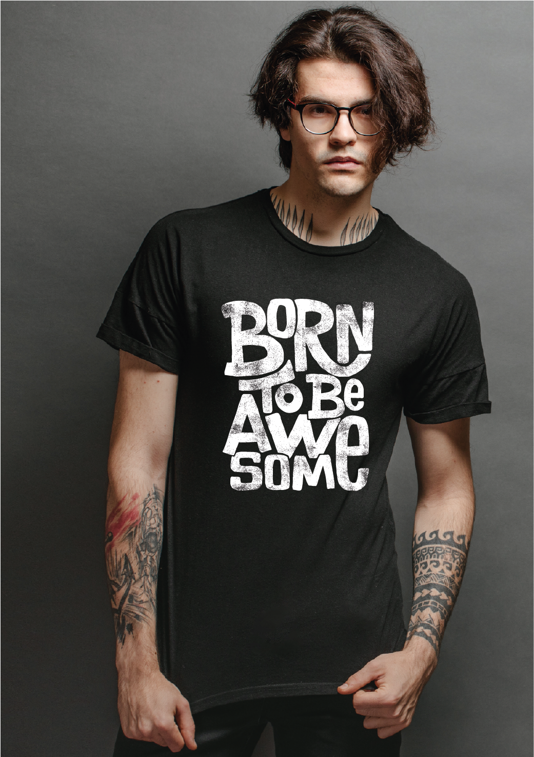 🖤 Premium Unisex T-Shirt – Schwarz Born to be Awesome