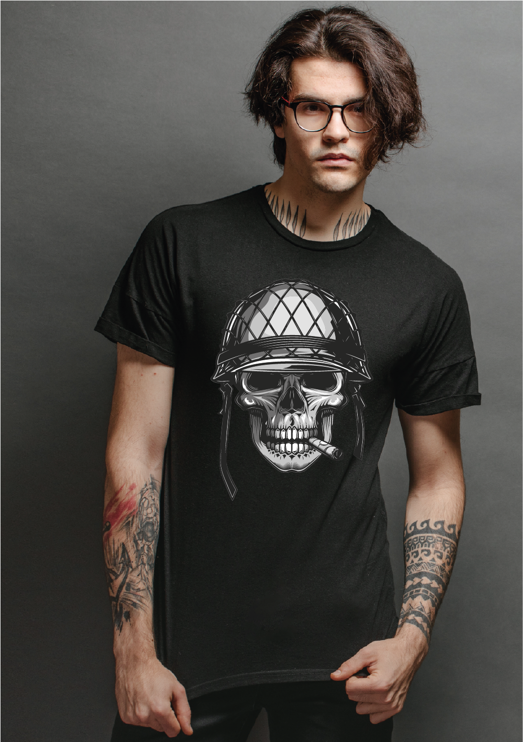 🖤 Premium Unisex T-Shirt – Schwarz Skull Helm