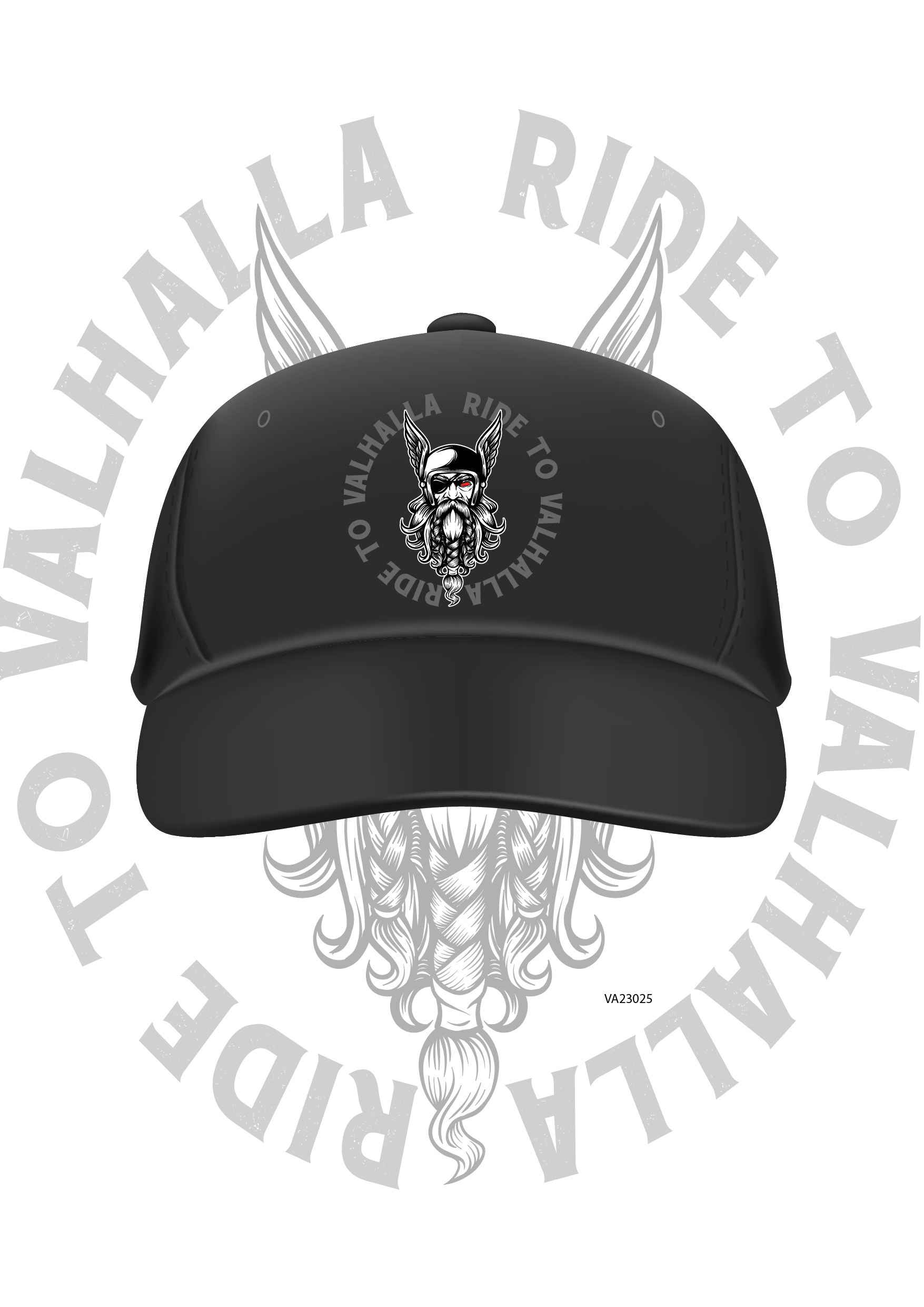 Valhalla 5 Panel Snapback Cap Schwarz – Flatpeak Kappe Retro Style