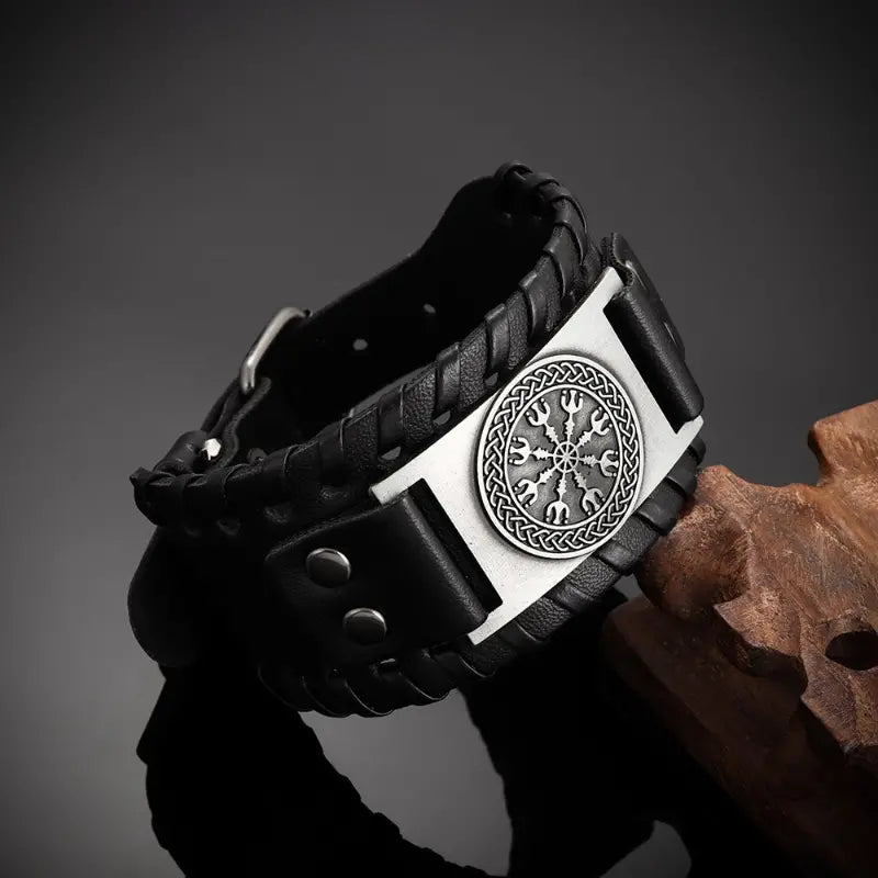 Runen Wikinger Armband – Unisex Schwarz