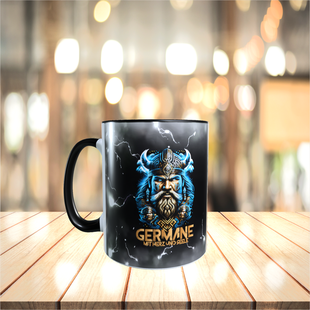 Blauer Germane Tasse – Mit Herz und Seele Kaffeetasse Nordische Mythologie