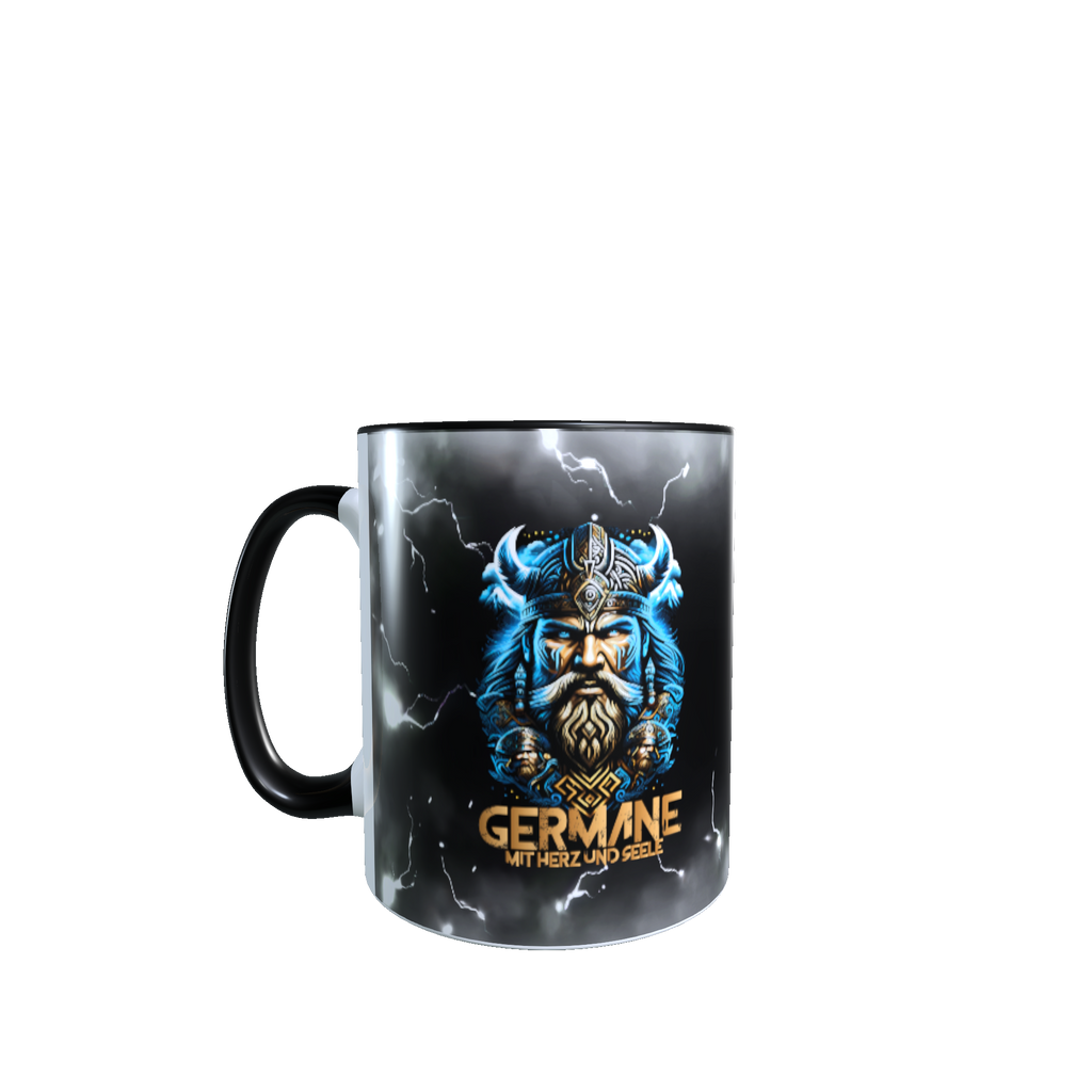 Blauer Germane Tasse – Mit Herz und Seele Kaffeetasse Nordische Mythologie